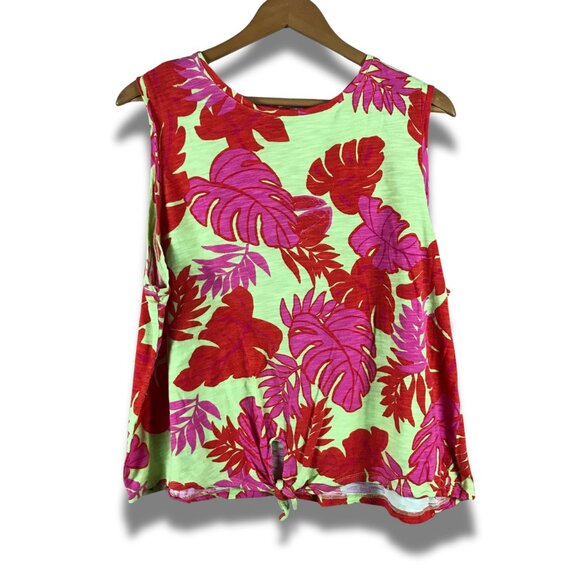 SANCTUARY Plus Size 2X Tank Top Tropical Floral Knot Front - Picture 1 of 5